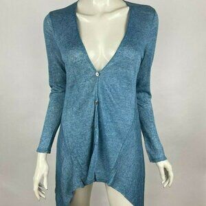 Eileen Fisher Linen Cardigan Long Sleeve Button-Up Asymmetrical Sweater Women PS